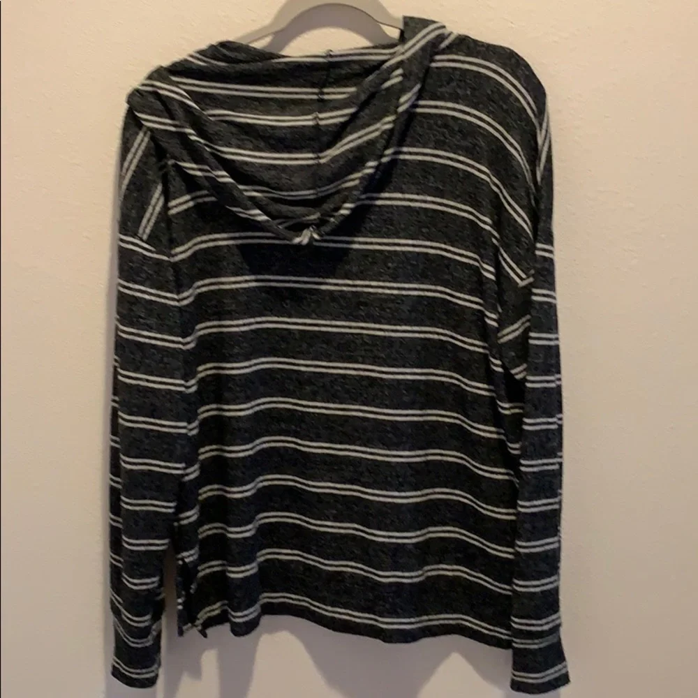 American Eagle Soft&Sexy Plush Gray&White Hoodie M​​​​​​​​​​​​​​​​​​​​​
